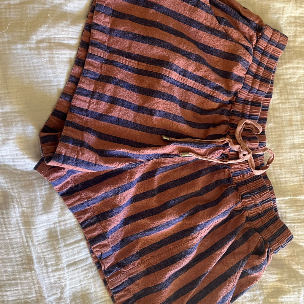 Apiece Apart High Waist Striped Shorts - Pink And Blue